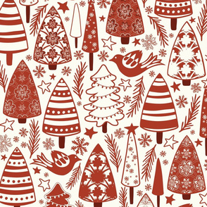 Red & White Christmas - Medium - Red, Off-White