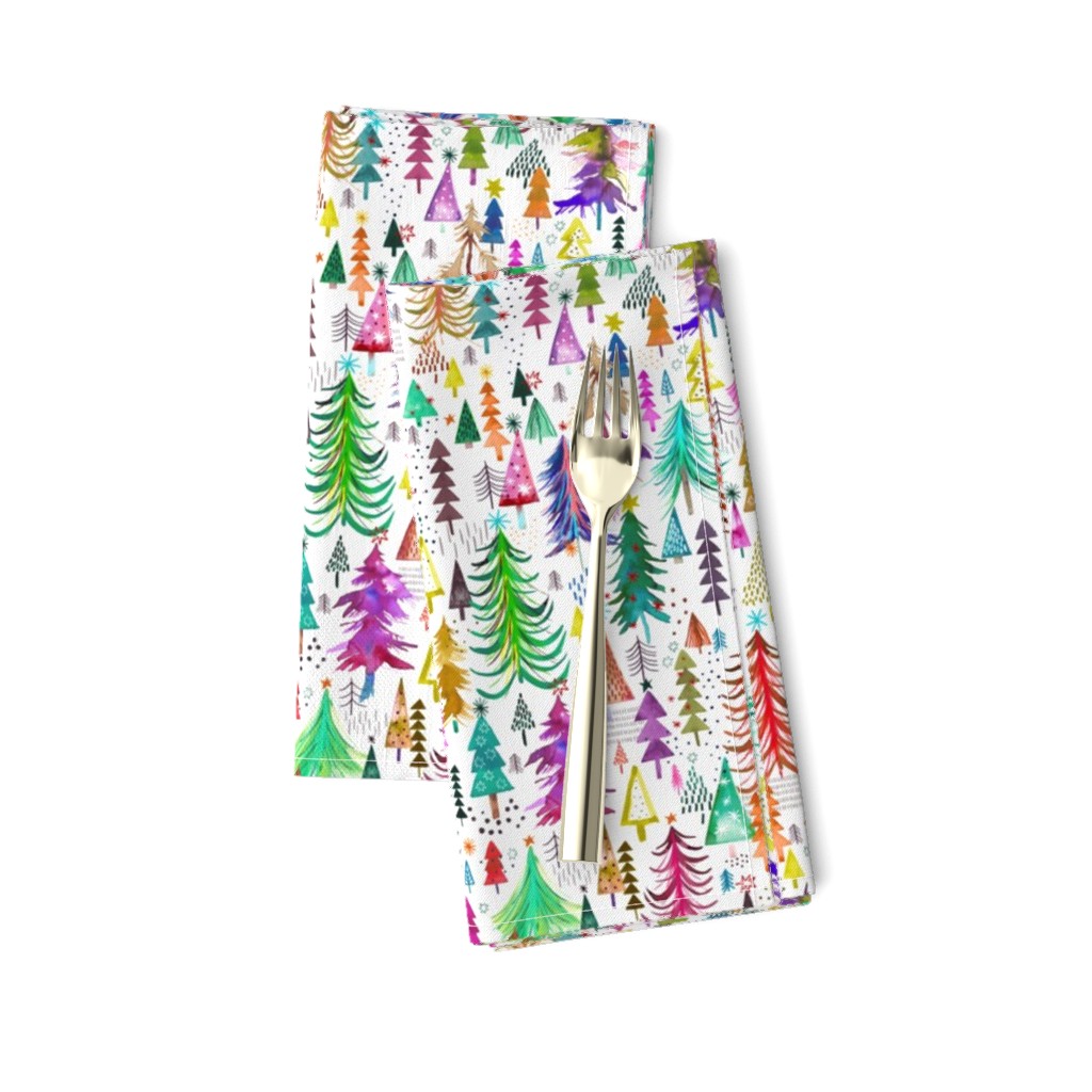 Colorful christmas Trees Forest Christmas Fabric Small