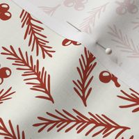 Pine Bits And Berries - Red, Off-White