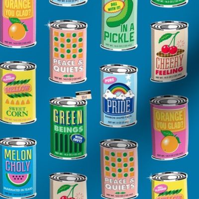 Canned Mood* (Risograph Blue Liz) || punny canned food