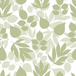 Green flower leaves silhouette pattern