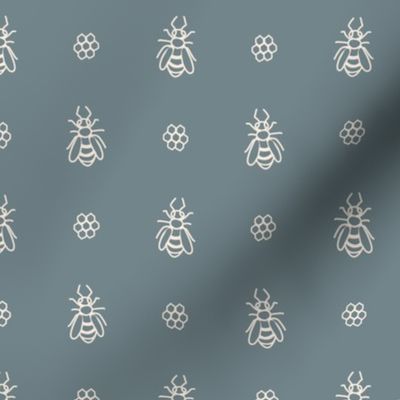 Seamless background bee and honeycomb gender neutral baby pattern.