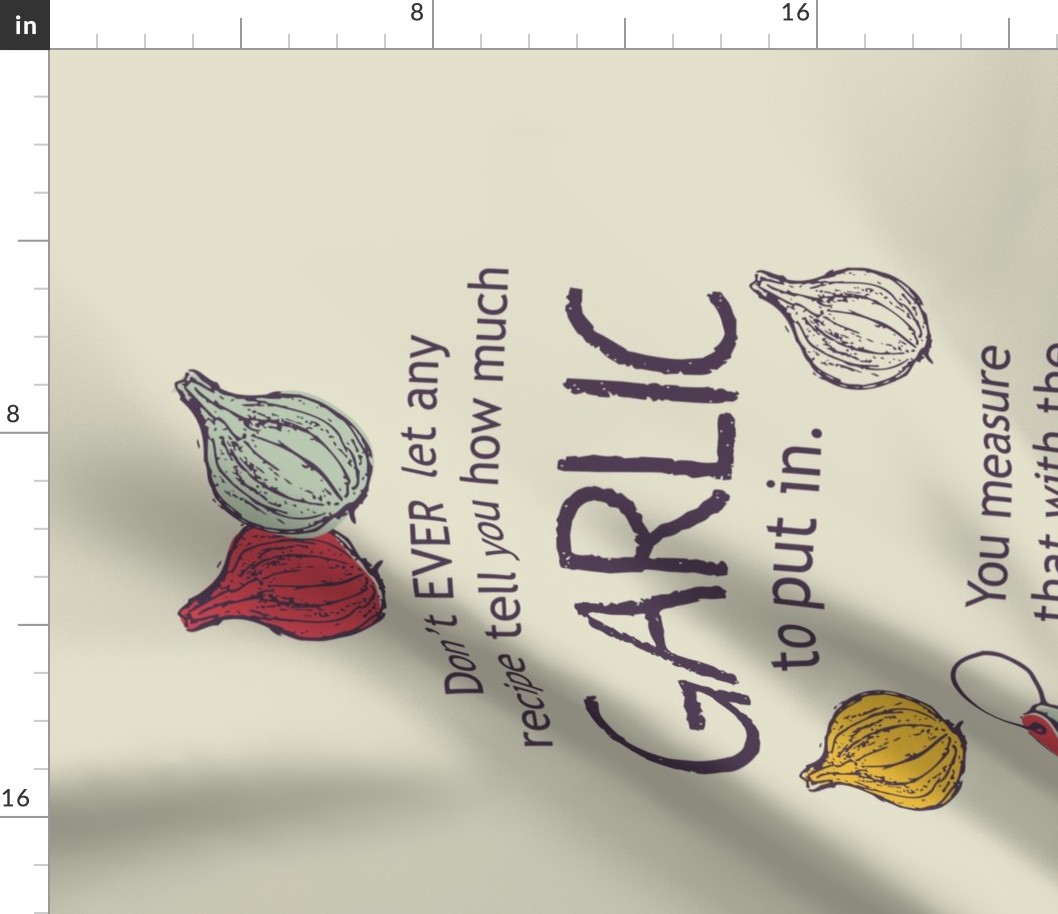 I heart garlic - tea towel