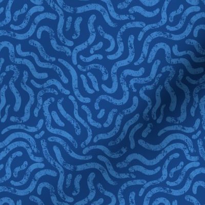 Solid wiggly worm blue abstract