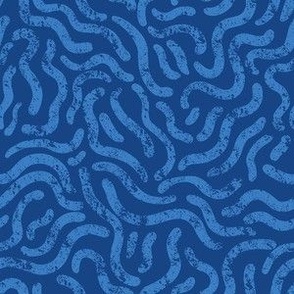 Solid wiggly worm blue abstract