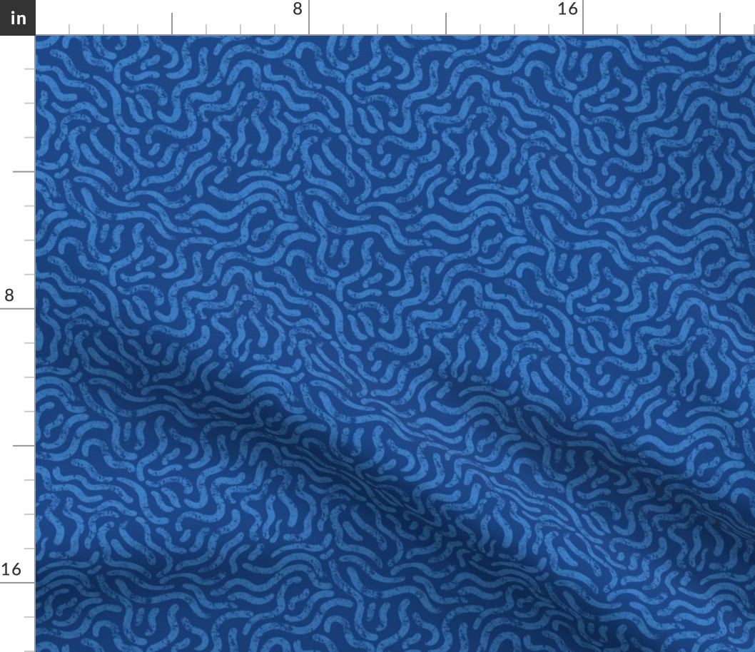 Solid wiggly worm blue abstract