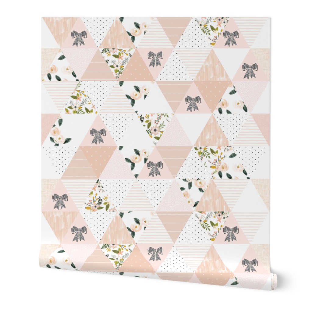 6" triangle wholecloth: blush, pink, olive