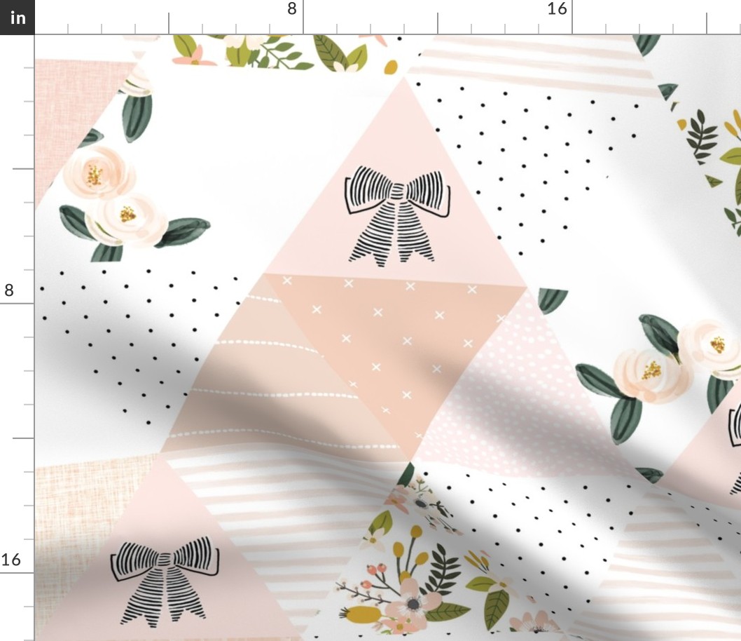 6" triangle wholecloth: blush, pink, olive
