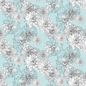 Dahlias Vintage Blue