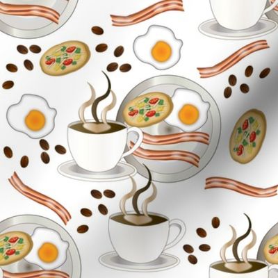 8" Savory Breakfast Coffee Bacon Eggs Toast Novelty