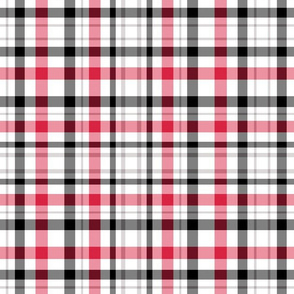 Red, black , gray and white plaid