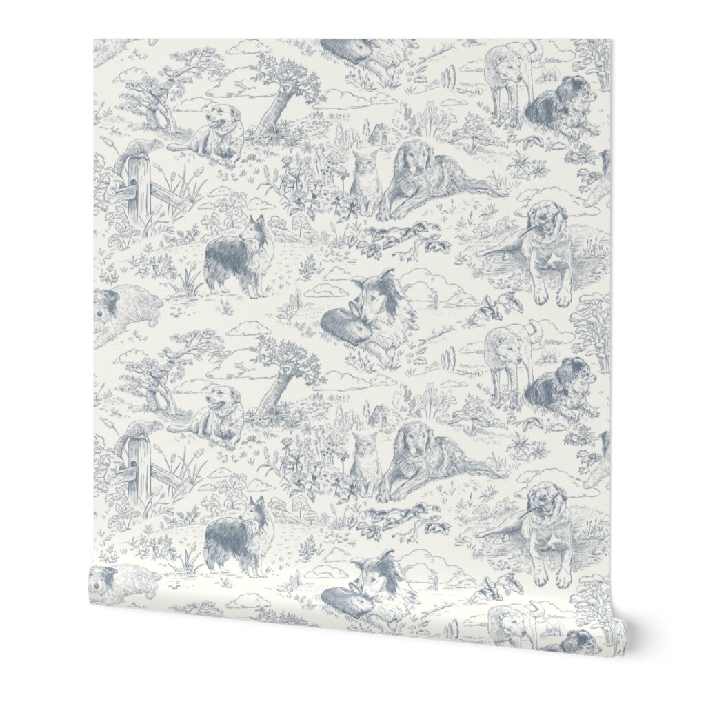 Country Dogs Toile Gray