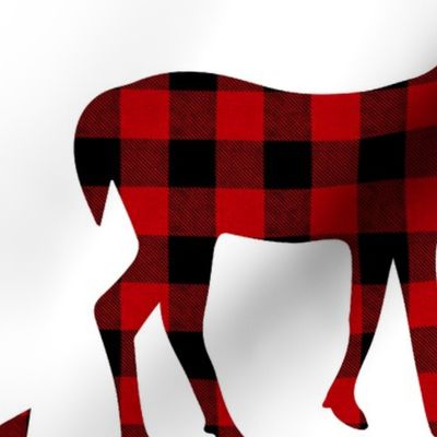 Buffalo Plaid Reindeer on white - large scale 