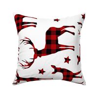 Buffalo Plaid Reindeer on white ROTATED - large scale 