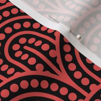 Geometric Pattern: Dotted Arch: Red on Black