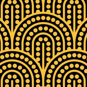 Geometric Pattern: Dotted Arch: Yellow on Black