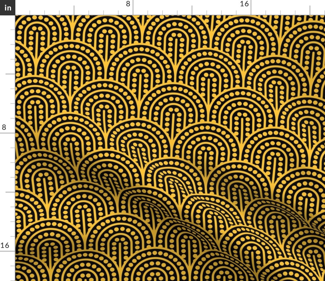 Geometric Pattern: Dotted Arch: Yellow on Black