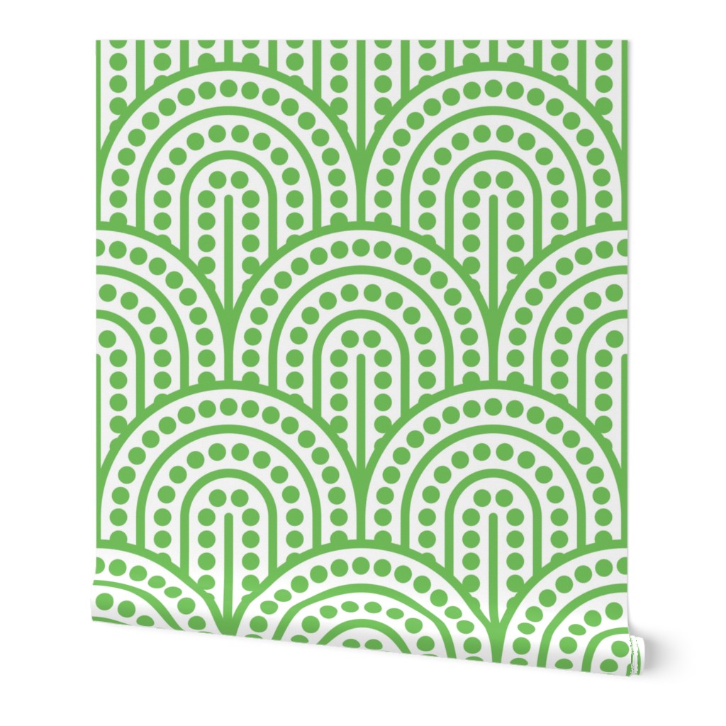 Geometric Pattern: Dotted Arch: Green on White