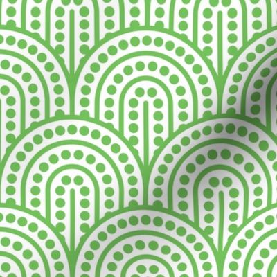 Geometric Pattern: Dotted Arch: Green on White