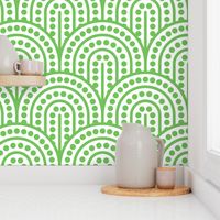 Geometric Pattern: Dotted Arch: Green on White