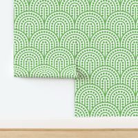 Geometric Pattern: Dotted Arch: Green on White