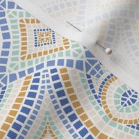 Moroccan mosaic tile in blue and gold