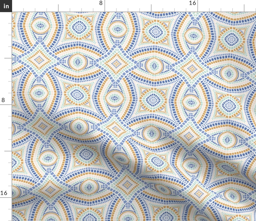 Moroccan mosaic tile in blue and gold