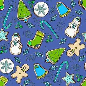 Christmas Cookie on Blue