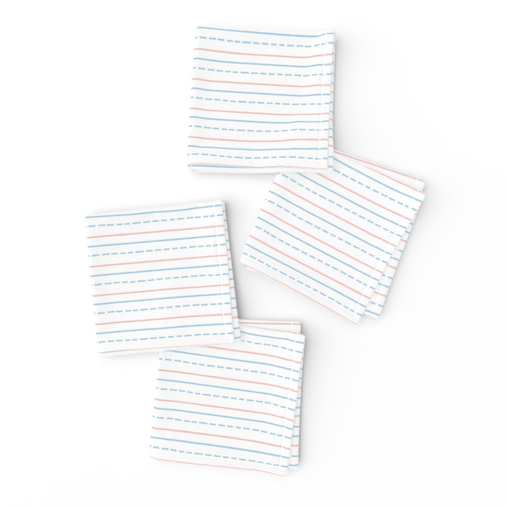 Hand drawn Lined School Classroom Writing Paper Kindergarten Pink and Blue 