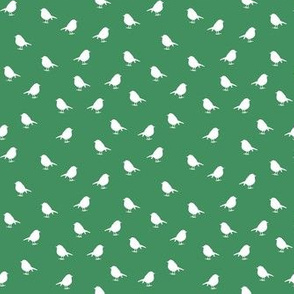 Micro Birds - white on forest green