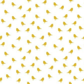 Micro Birds - mustard yellow on white