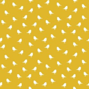 Micro Birds - white on mustard yellow