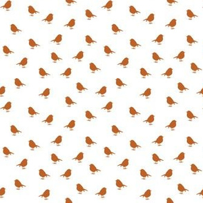 Micro Birds - rust orange on white