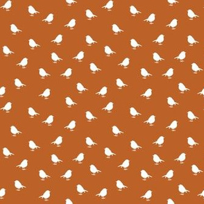 Micro Birds - white on rust orange