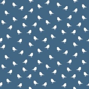 Micro Birds - white on pigeon blue