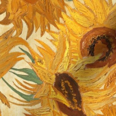 Van Gogh Sunflowers yellow  green rust