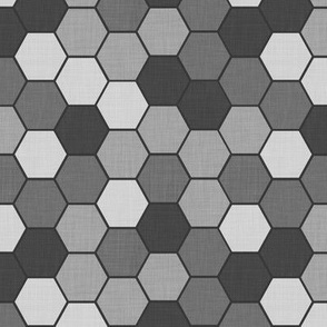 Grey shades of linen on hexagon honeycomb