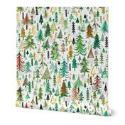 Christmas forest trees - Green Red - Medium