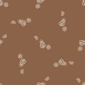 Seamless background bee and honeycomb gender neutral baby pattern.