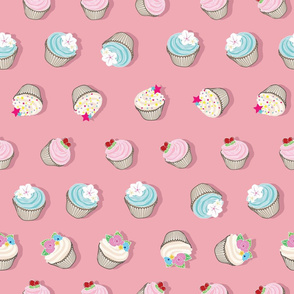 Party Cupcake Pink Fabric, Wallpaper and Home Decor | Spoonflower