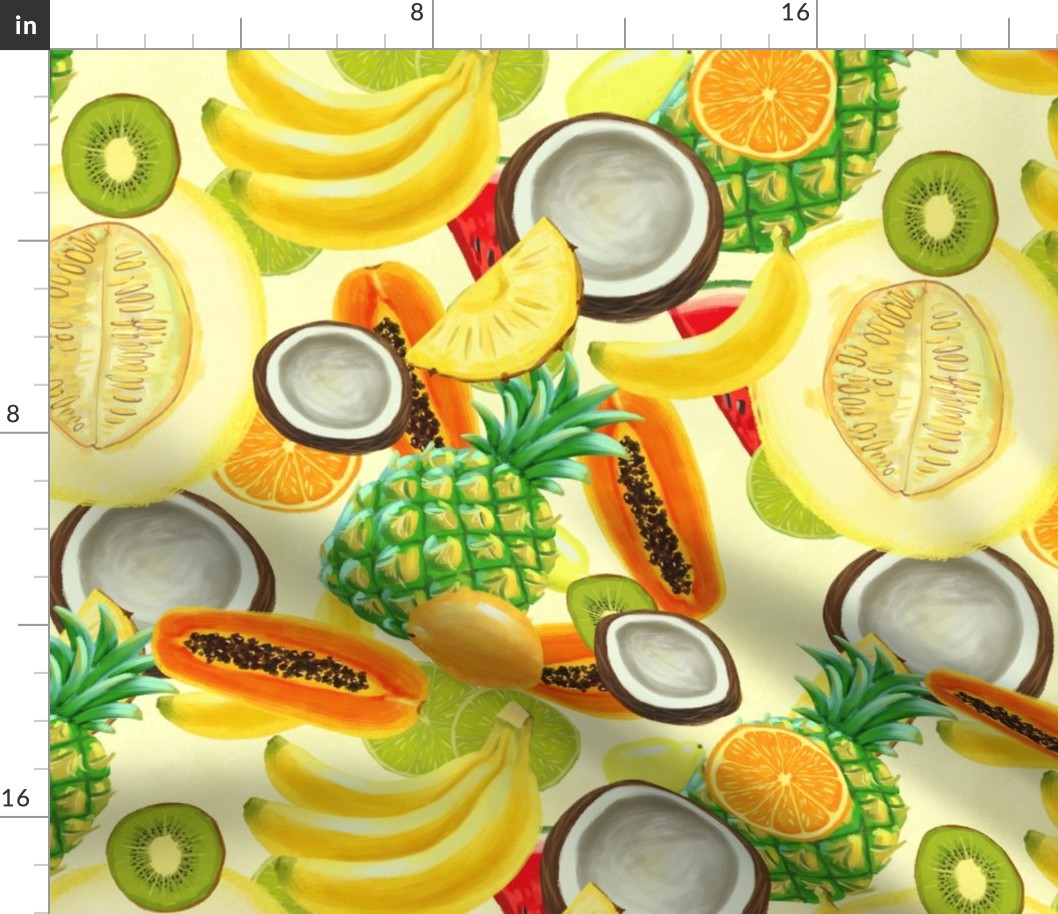 Summer pattern with exotic fruits. 