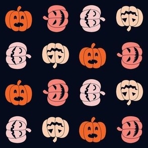 Pastel Halloween Jack o Lanterns on black non directional