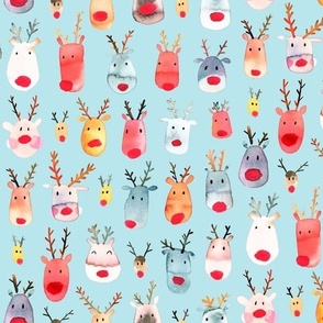 Rudolph Reindeer Christmas Fabric Baby Blue Baby boy Medium