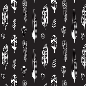 Birdie feathers in black and white