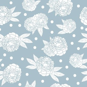 White and blue floral pattern