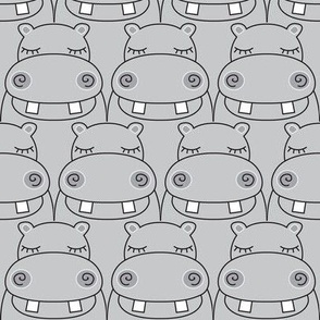 large repeating grey hippos