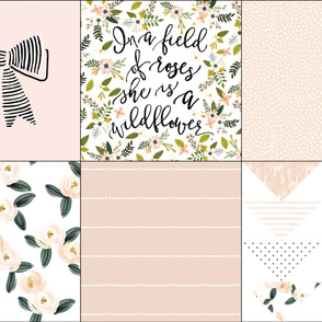 6 loveys: in a field of roses, she is a wildflower + pink, blush, olive