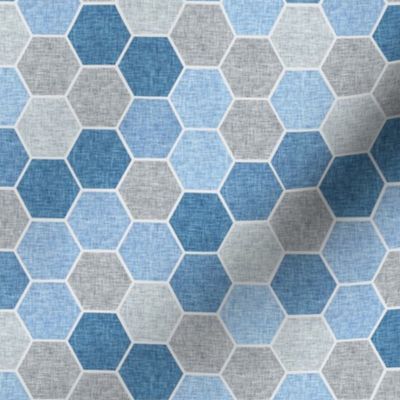 Hexagon honey comb - blue linen hex