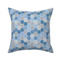 Hexagon honey comb - blue linen hex
