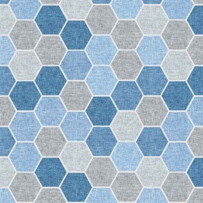 Hexagon honey comb - blue linen hex